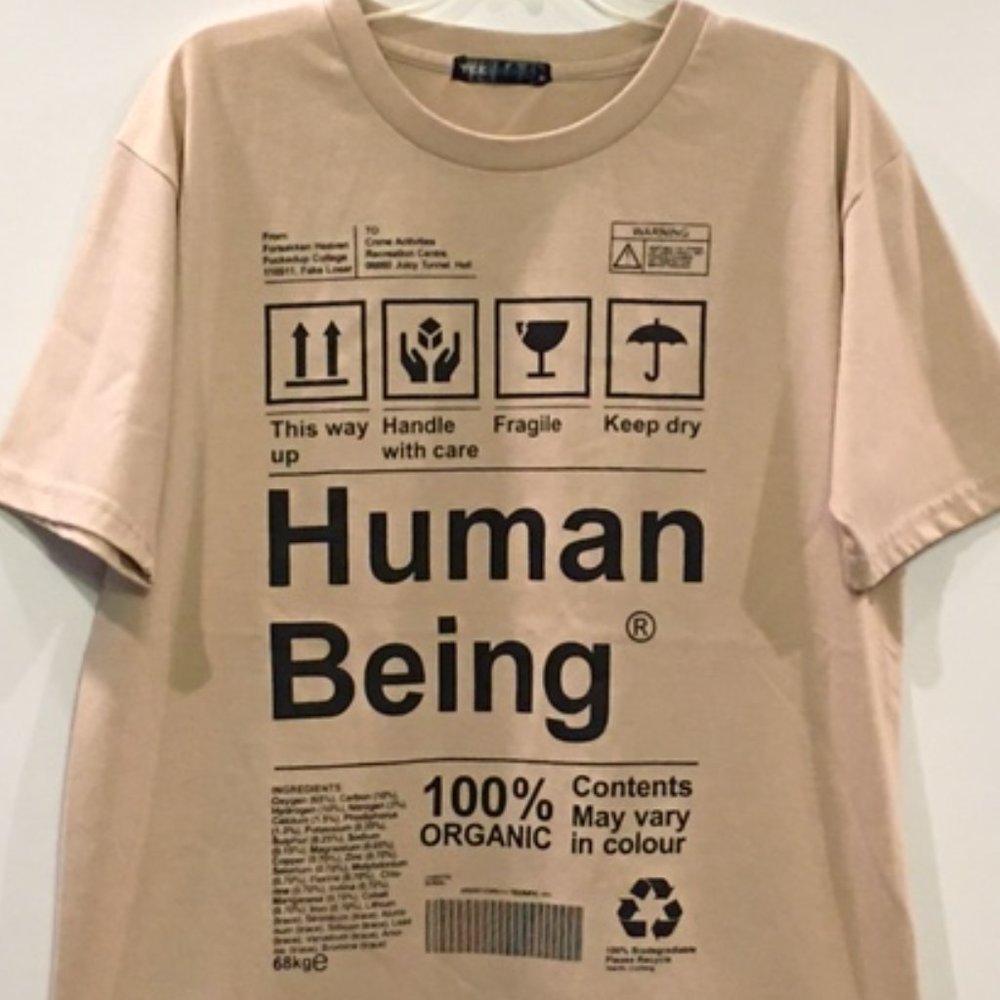 NWOT Men's Beige ORGANIC HUMAN BEING T-Shirt (M)